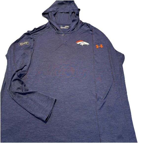 Under Armour NFL Denver Broncos Combine Authentic Blue 2XL 2 Snap Blue Hoodie - Picture 4 of 9